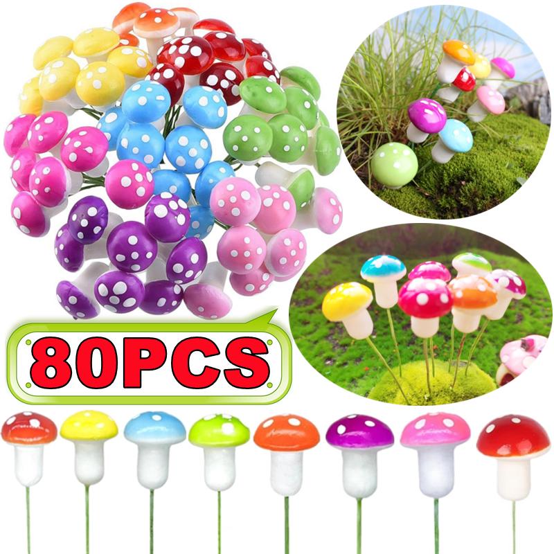 Terrarium Moss Art - 10-80PCS Mini Color Mushroom DIY Craft