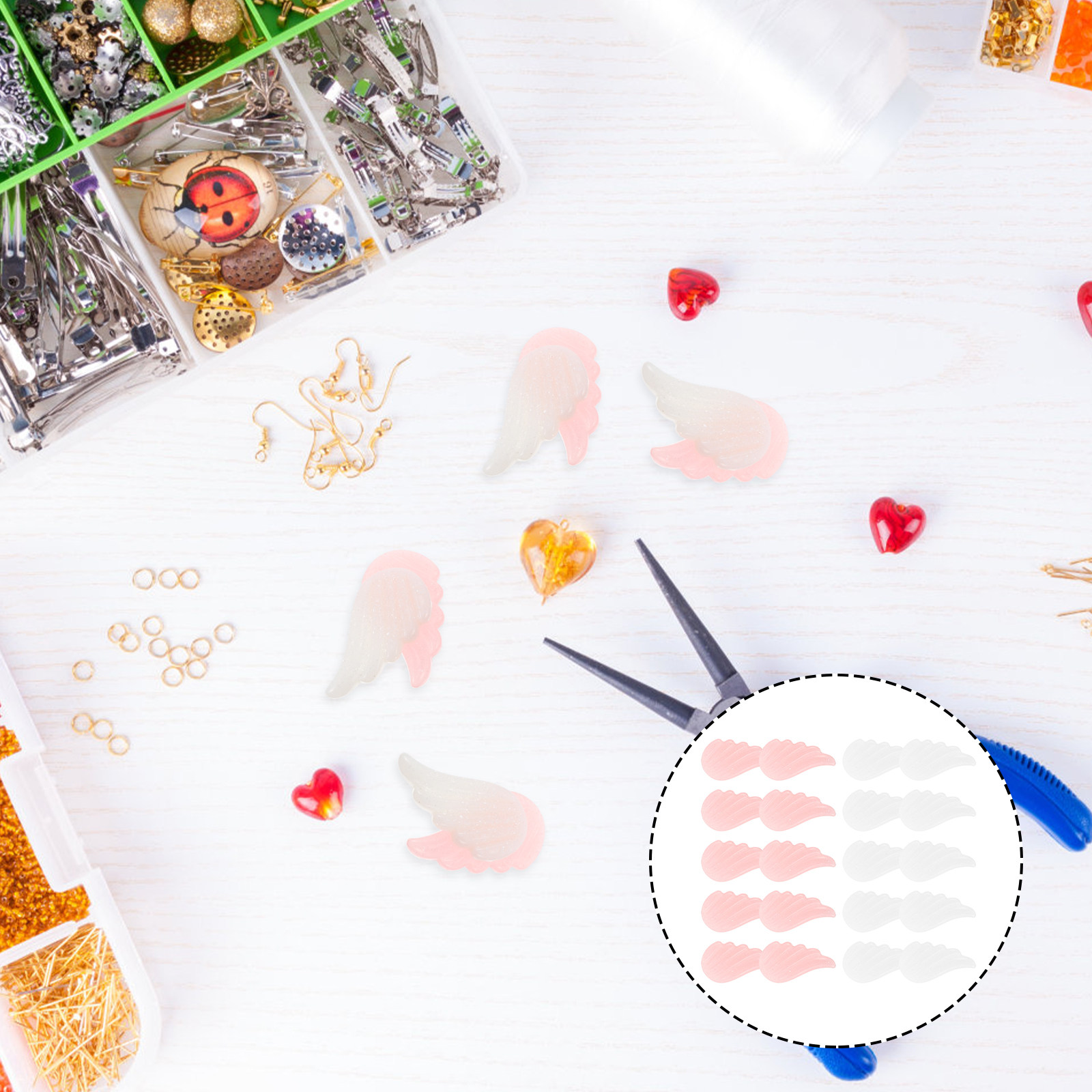 20Pcs Delicate Angel Wing Orna - Resin Craft Supplies ulasan dan harga