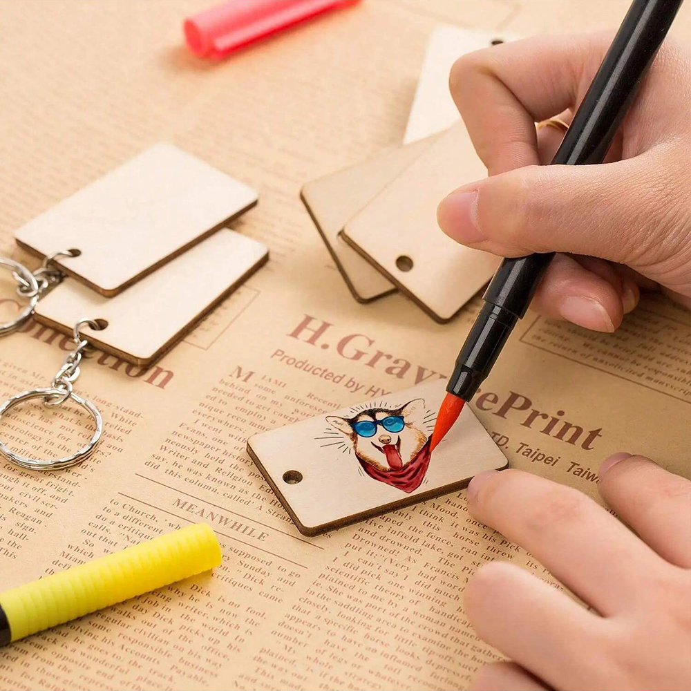 60pcs Blank Wooden Key Chains  - Wood Ring Blank ulasan dan harga