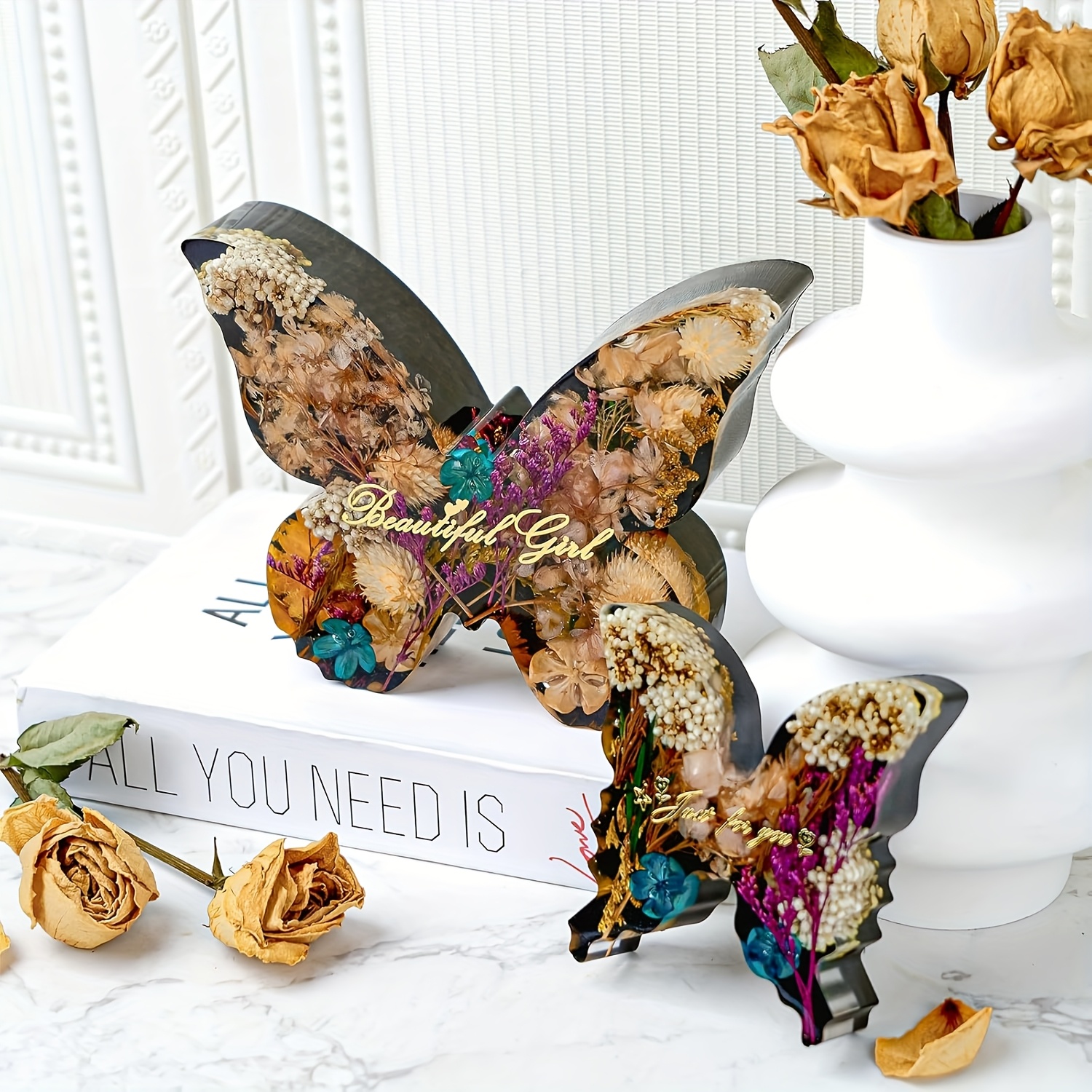 Two sizes of butterfly resin m - Flower Preservation Resin ulasan dan harga
