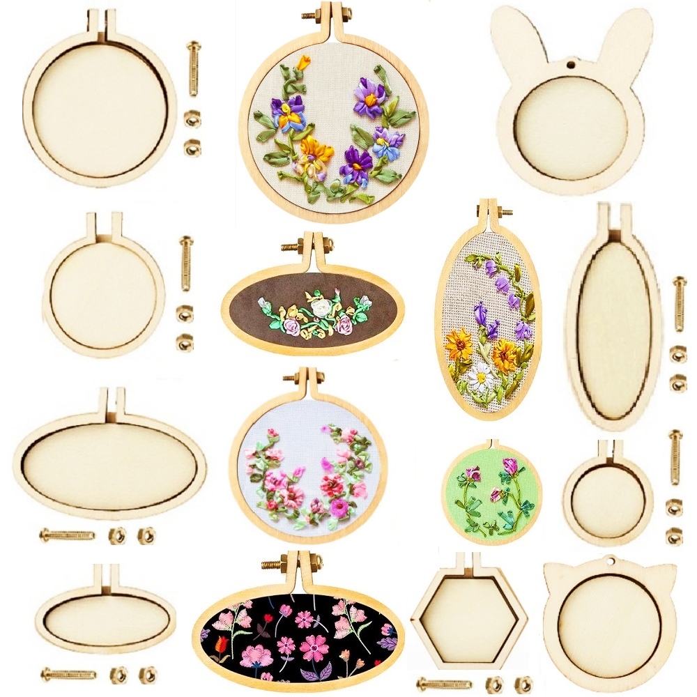 10PCS Mini Embroidery Hoop Woo - Wood Ring Blank ulasan dan harga
