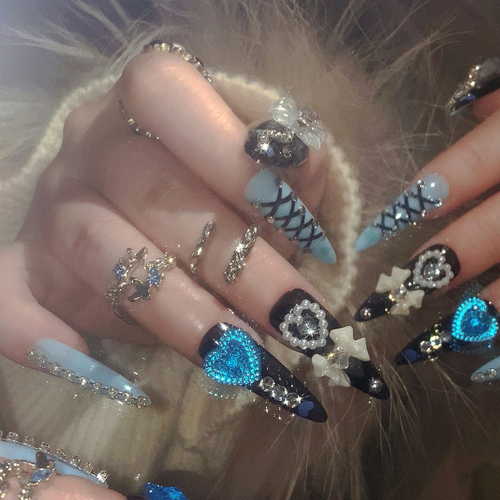 24pcs 3D Bow Decor False Nails - Resin Craft Material ulasan dan harga