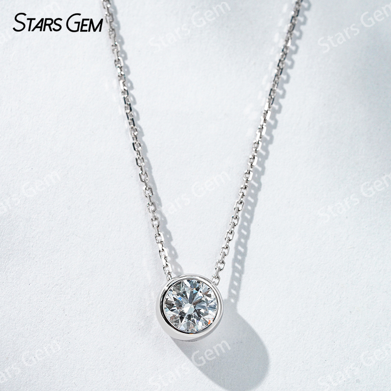 18K Gold 6.4mm 1.0ct Round Bri - Bezels Set Pendant ulasan dan harga