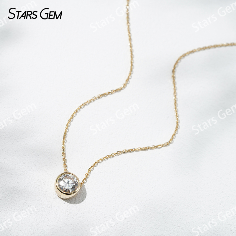 18K Gold 6.4mm 1.0ct Round Bri - Bezels Set Pendant ulasan dan harga