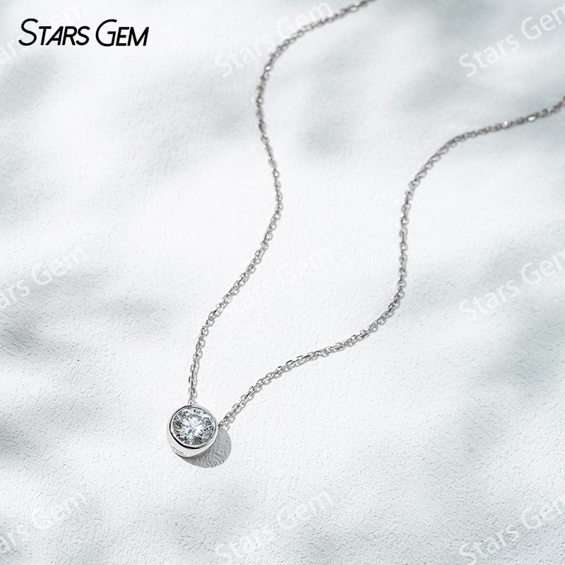 18K Gold 6.4mm 1.0ct Round Bri - Bezels Set Pendant ulasan dan harga