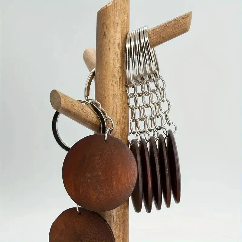 10Pcs Wooden Keychains Vintage - Wood Ring Blank ulasan dan harga