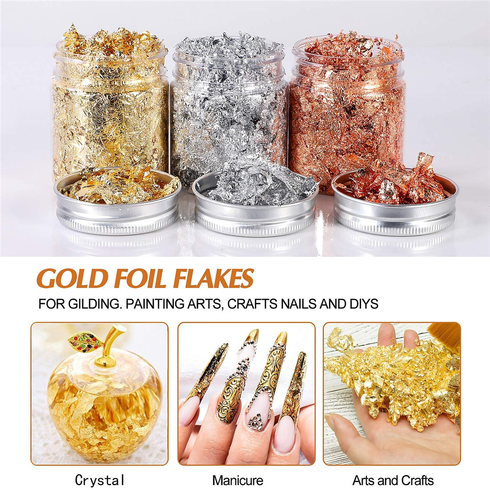 Imitation Rose Gold Silver Cop - Gold Foil Flakes ulasan dan harga