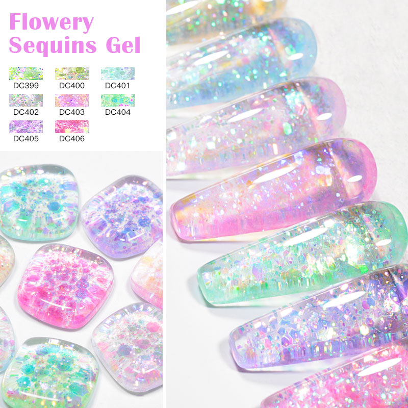 4/8pcs Flowery Sequins Gel Nai - Resin Glitter Pack ulasan dan harga