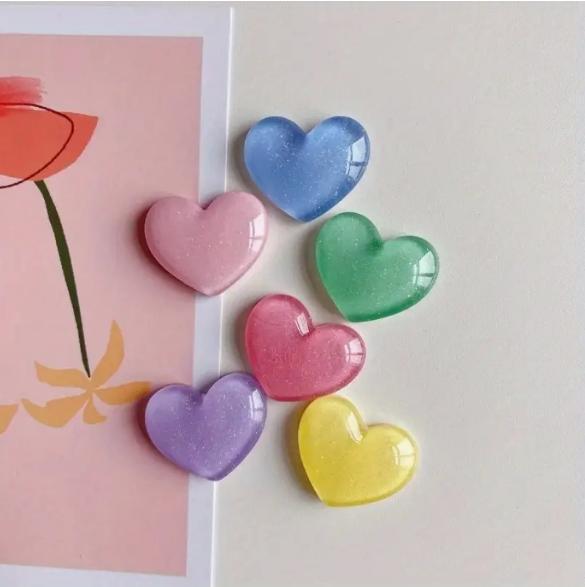 6pcs Colorful Heart Shaped Fri - Resin Glitter Pack ulasan dan harga