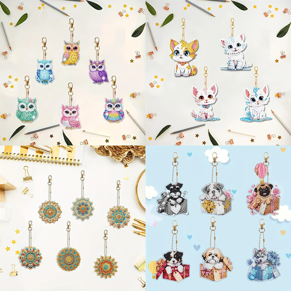 6-piece/set DIY Diamond Keycha - Resin Craft Kit ulasan dan harga