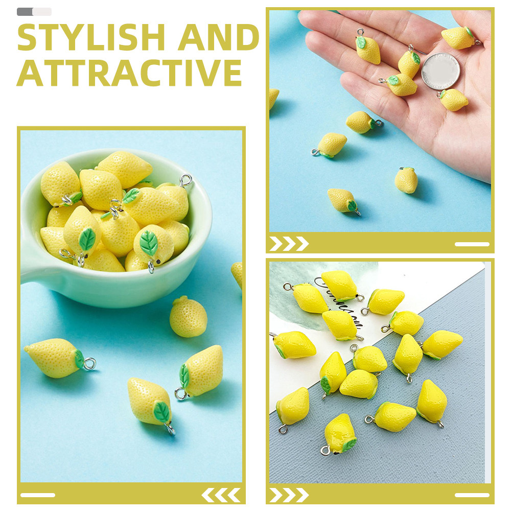 20Pcs Resin Lemon Charms Fruit - Resin Crafts ulasan dan harga