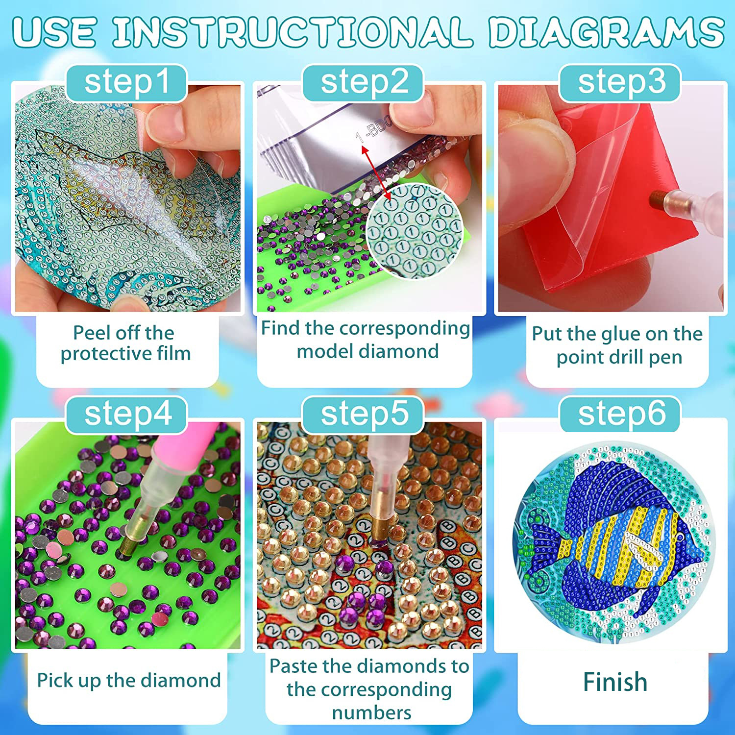 RUOPOTY 8pc/sets Diamond Paint - Resin Craft For Beginners ulasan dan harga