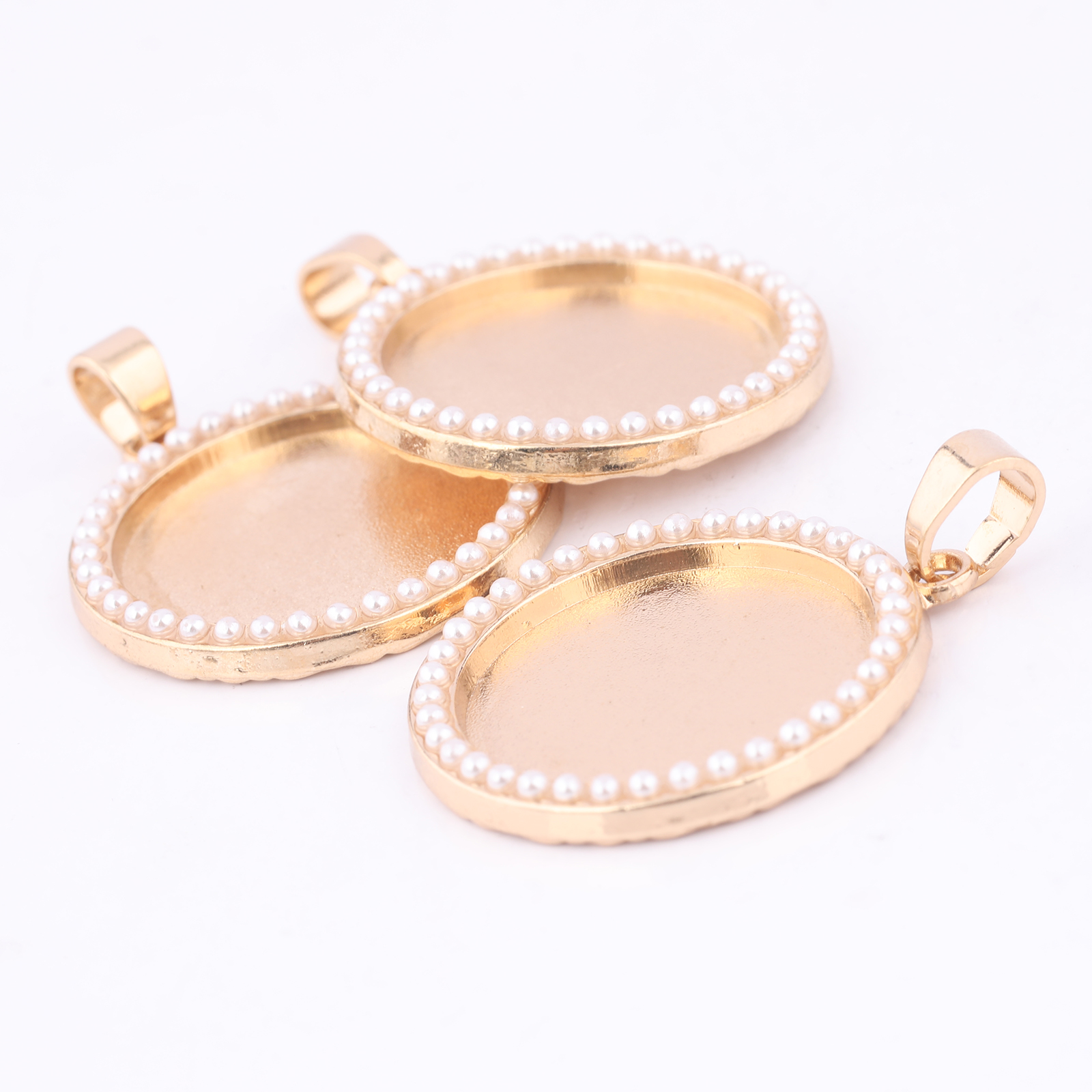 5pcs Kc Gold Pearl Cabochon Ba - Bezels Set Pendant ulasan dan harga
