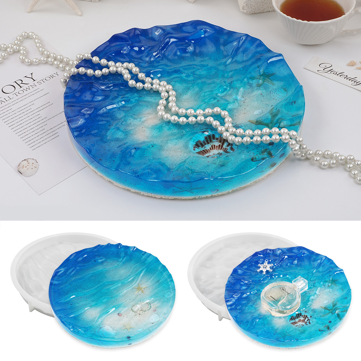 Sea Wave Tray Crystal Epoxy Re - Resin Ocean Wave Mold ulasan dan harga