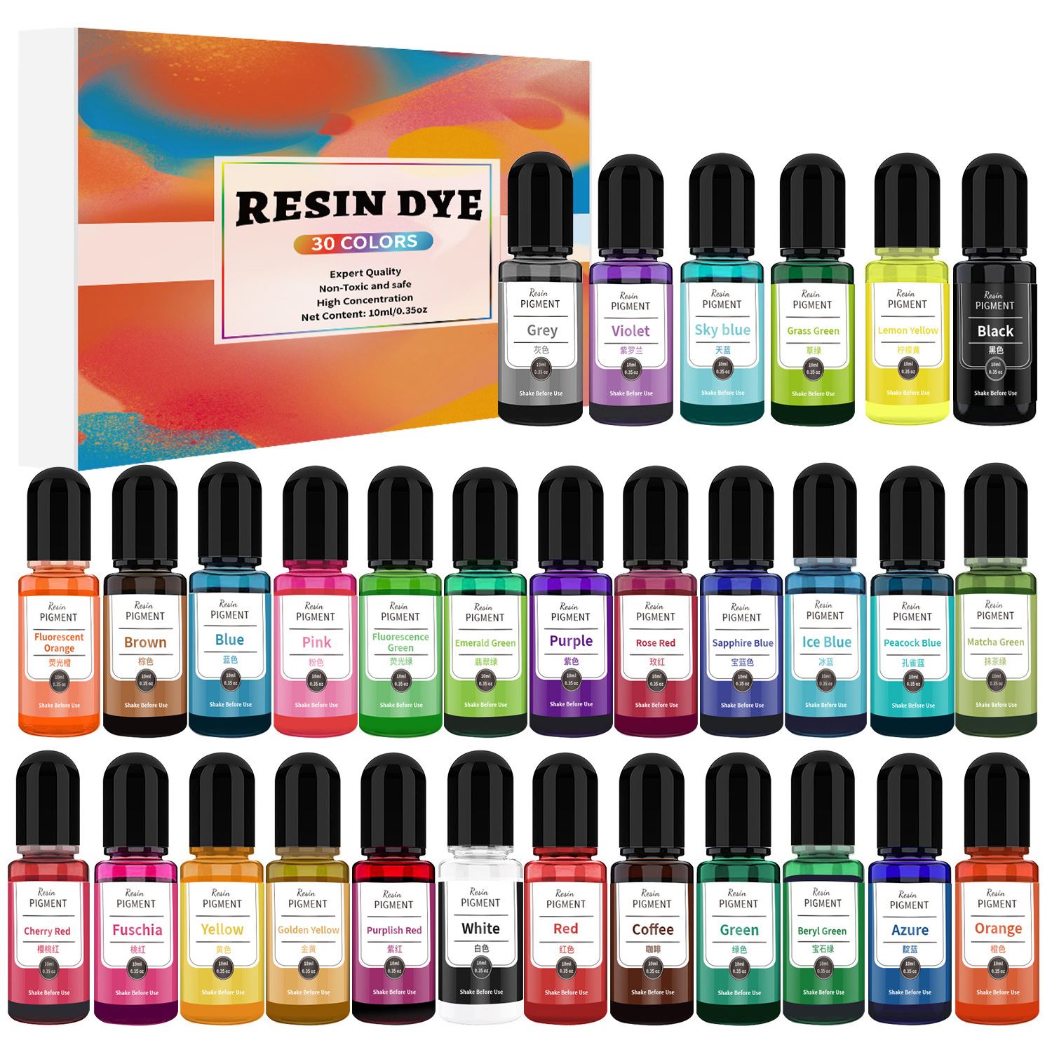 24/30 Colors Set 10ml Epoxy Re - Resin Pigment Set ulasan dan harga