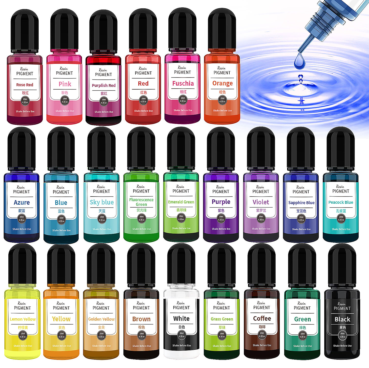 24/30 Colors Set 10ml Epoxy Re - Resin Pigment Set ulasan dan harga