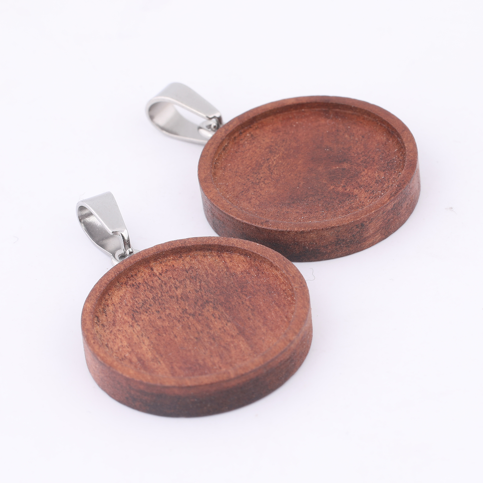 10pcs 20mm Round Wood Cabochon - Bezels Set Pendant ulasan dan harga