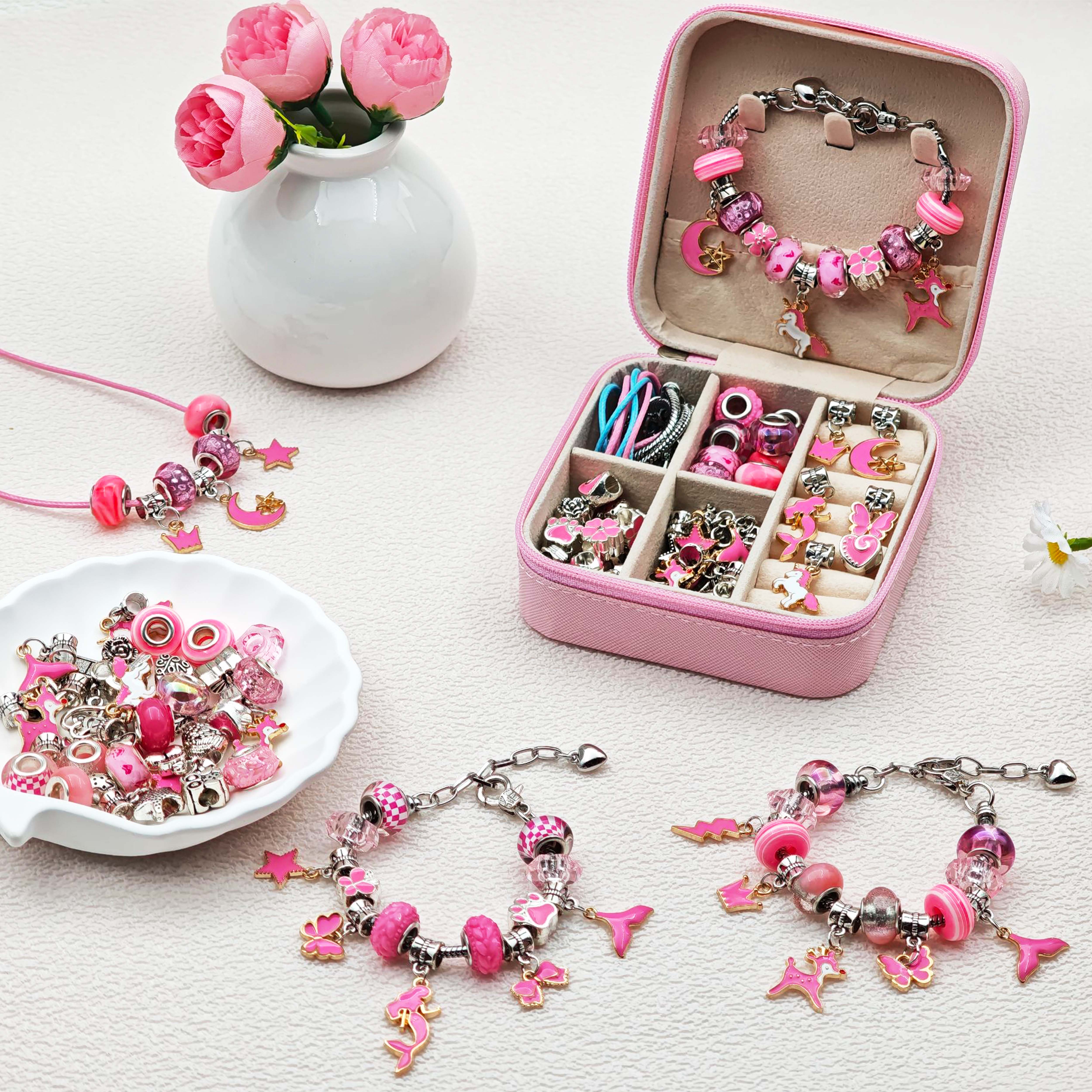 68pcs pink beaded jewelry set, - Resin Craft Kit ulasan dan harga