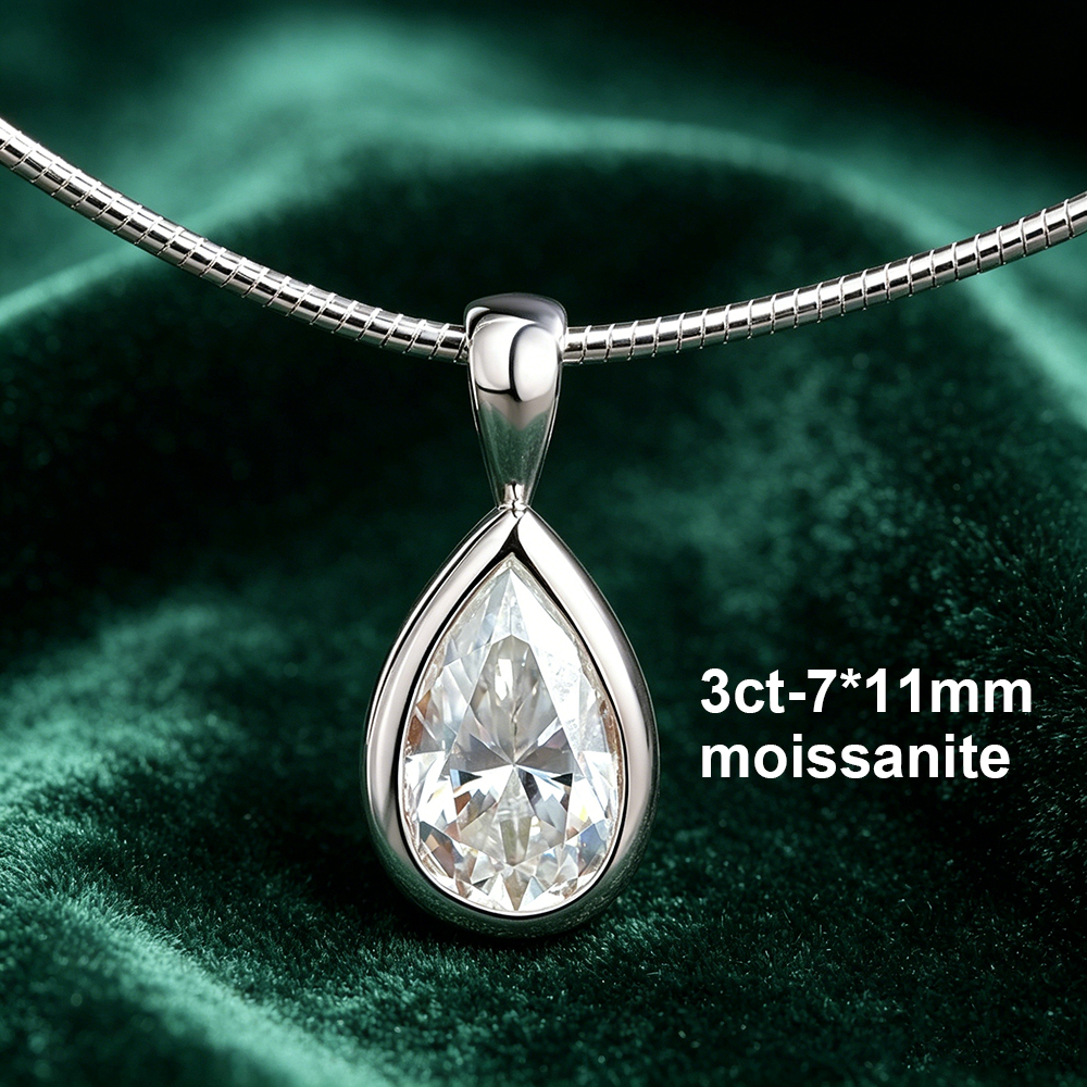 BXINY 3CT Bezel Set Pear Cut M - Bezels Set Pendant ulasan dan harga