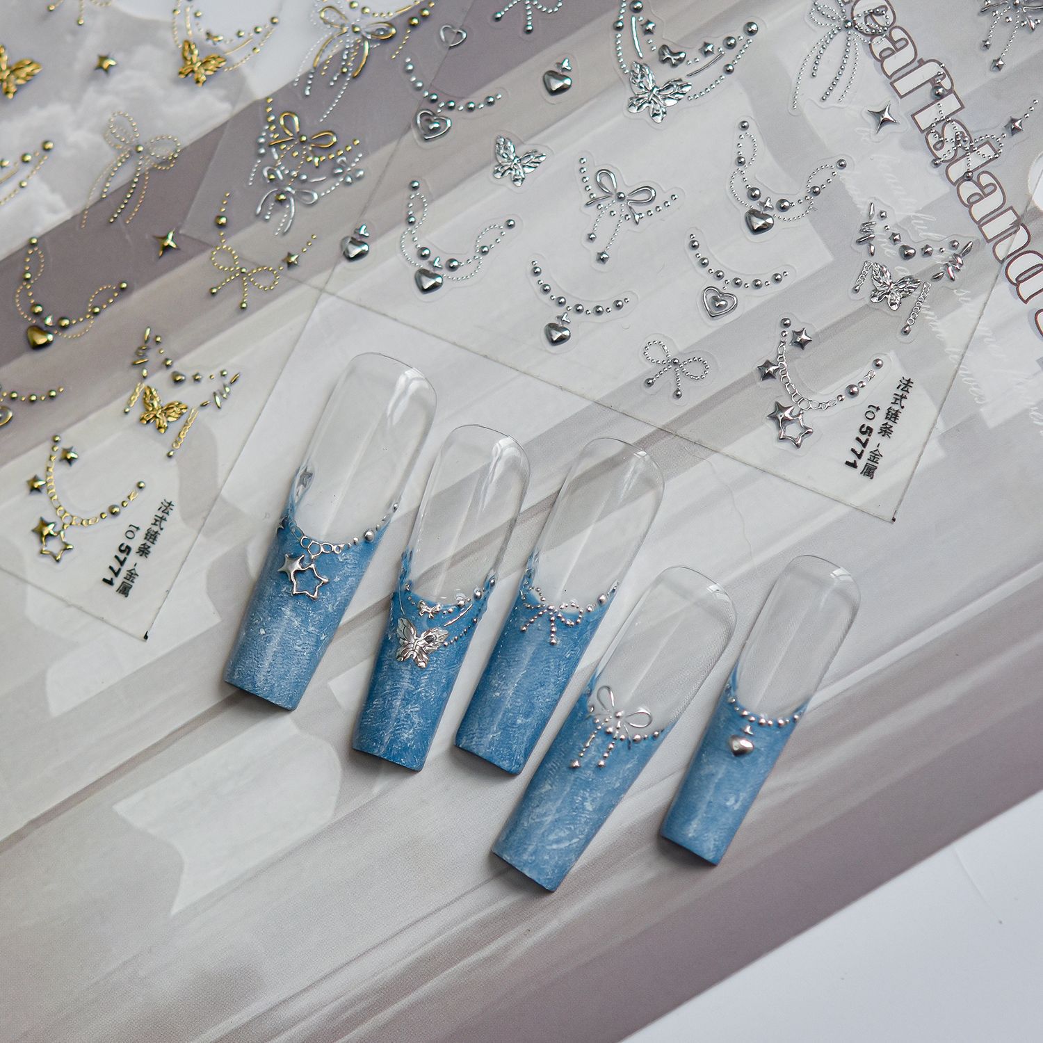 Exquisite Bow Metal Nail Stick - Gold Foil Flakes ulasan dan harga